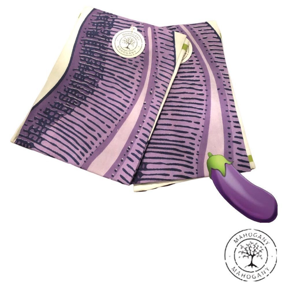 Mahogany Flour Sack (2pk) Hand Screen‎ Printed Kitchen Towel - Eggplant NWT